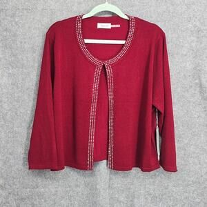 Vogue Club Open Cardigan Blazer Woman Plus Size 2X Sundried Tomato Red Rhineston